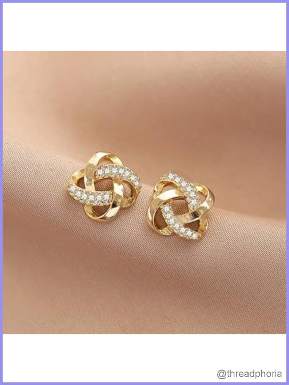 Gold Color Flower Stud Earrings with CZ for Women Jewelry